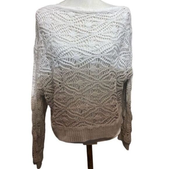 Elam Women's White Textured Pattern Long Sleeve Open Knit Sweater Size Medium - Picture 1 of 4